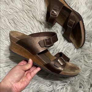 Papillio Metallic Brown Sandals with Buckles